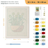 Daffodil Bowl punch needle kit, 20 × 24 in (50 × 60 cm): canvas size and kit contents