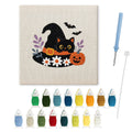Daisy Hat Cat punch needle kit: finished canvas with threads, punch needle and threader