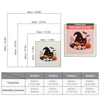 Size chart for square punch needle kits from 30 x 30 cm to 60 x 60 cm