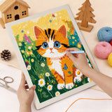 Punching the Daisy Meadow Kitten design with the punch needle