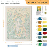 Daisy Meadow Kitten punch needle kit, 24 × 32 in (60 × 80 cm): canvas size and kit contents