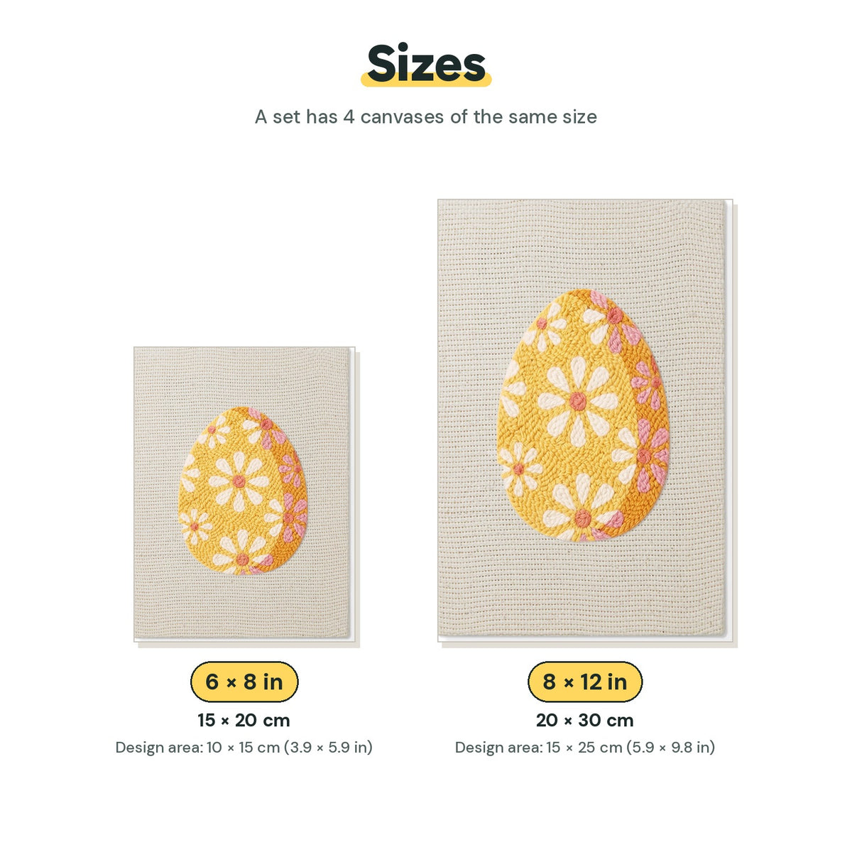 Size chart for the two mini canvas sizes: 6 x 8 in and 8 x 12 in