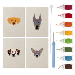Dalmatian and Pals mini punch needle kit set: four finished canvases with threads, punch needle and threader