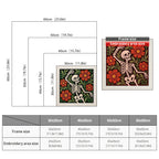 Size chart for square punch needle kits from 30 x 30 cm to 60 x 60 cm