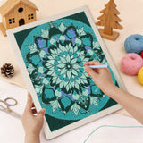 Punching the Deep Teal Mandala design with the punch needle