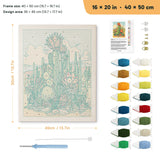 Desert Cactus Bloom punch needle kit, 16 × 20 in (40 × 50 cm): canvas size and kit contents
