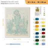Desert Cactus Bloom punch needle kit, 20 × 24 in (50 × 60 cm): canvas size and kit contents
