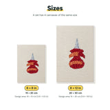 Size chart for the two mini canvas sizes: 6 x 8 in and 8 x 12 in