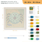 Donut Spider punch needle kit, 20 × 20 in (50 × 50 cm): canvas size and kit contents