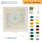 Donut Spider punch needle kit, 24 × 24 in (60 × 60 cm): canvas size and kit contents