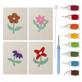 Doodle Flowers mini punch needle kit set: four finished canvases with threads, punch needle and threader