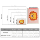 Size chart for punch needle kits from 20 x 30 cm to 60 x 80 cm