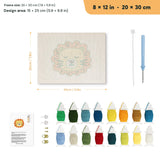 Dozing Lion punch needle kit, 8 × 12 in (20 × 30 cm): canvas size and kit contents