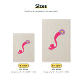 Size chart for the two mini canvas sizes: 6 x 8 in and 8 x 12 in