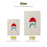 Size chart for the two mini canvas sizes: 6 x 8 in and 8 x 12 in