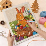 Punching the Easter Basket Bunny design with the punch needle
