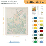 Easter Basket Bunny punch needle kit, 16 × 20 in (40 × 50 cm): canvas size and kit contents