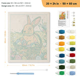 Easter Basket Bunny punch needle kit, 20 × 24 in (50 × 60 cm): canvas size and kit contents