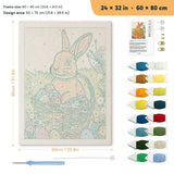 Easter Basket Bunny punch needle kit, 24 × 32 in (60 × 80 cm): canvas size and kit contents