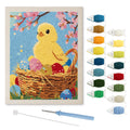 Easter Chick Basket punch needle kit: finished canvas with threads, punch needle and threader