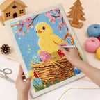 Punching the Easter Chick Basket design with the punch needle