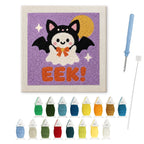 Eek Bat Ghost punch needle kit: finished canvas with threads, punch needle and threader