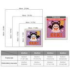 Size chart for square punch needle kits from 30 x 30 cm to 60 x 60 cm
