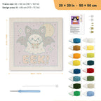 Eek Bat Ghost punch needle kit, 20 × 20 in (50 × 50 cm): canvas size and kit contents
