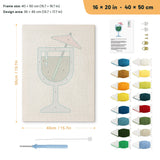 Emerald Cocktail Glass punch needle kit, 16 × 20 in (40 × 50 cm): canvas size and kit contents