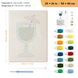 Emerald Cocktail Glass punch needle kit, 20 × 24 in (50 × 60 cm): canvas size and kit contents