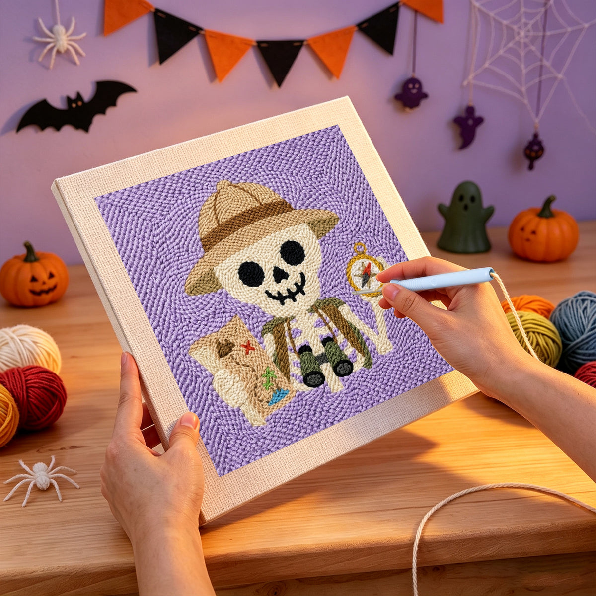 Punching the Explorer Skeleton design with the punch needle
