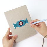 Punching a Eyeball Cupcakes mini canvas with the punch needle