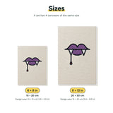 Size chart for the two mini canvas sizes: 6 x 8 in and 8 x 12 in