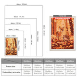 Size chart for punch needle kits from 20 x 30 cm to 60 x 80 cm
