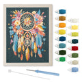 Feather Dreamcatcher punch needle kit: finished canvas with threads, punch needle and threader