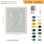 Feather Dreamcatcher punch needle kit, 16 × 20 in (40 × 50 cm): canvas size and kit contents