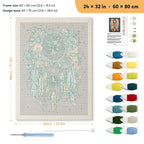 Feather Dreamcatcher punch needle kit, 24 × 32 in (60 × 80 cm): canvas size and kit contents