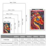 Size chart for punch needle kits from 20 x 30 cm to 60 x 80 cm