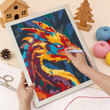 Punching the Fire Dragon design with the punch needle