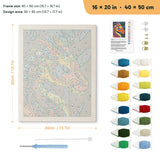 Fire Dragon punch needle kit, 16 × 20 in (40 × 50 cm): canvas size and kit contents