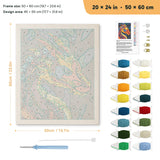 Fire Dragon punch needle kit, 20 × 24 in (50 × 60 cm): canvas size and kit contents