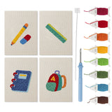 First Day Backpack mini punch needle kit set: four finished canvases with threads, punch needle and threader