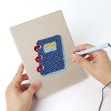 Punching a First Day Backpack mini canvas with the punch needle