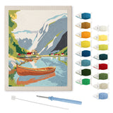 Fjord Rowboat punch needle kit: finished canvas with threads, punch needle and threader