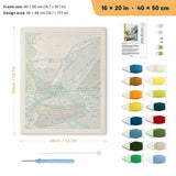 Fjord Rowboat punch needle kit, 16 × 20 in (40 × 50 cm): canvas size and kit contents