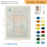 Flower Crown Cow punch needle kit, 24 × 32 in (60 × 80 cm): canvas size and kit contents