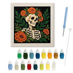 Flower Crown Skeleton punch needle kit: finished canvas with threads, punch needle and threader