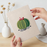 Hand holding a finished Flowering Cacti mini canvas
