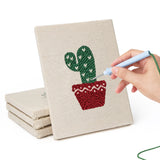 Hand punching one of the Flowering Cacti mini canvases