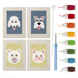 Fluffy Friends mini punch needle kit set: four finished canvases with threads, punch needle and threader